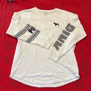 PINK victoria’s Secret white logo sweatshirt size large